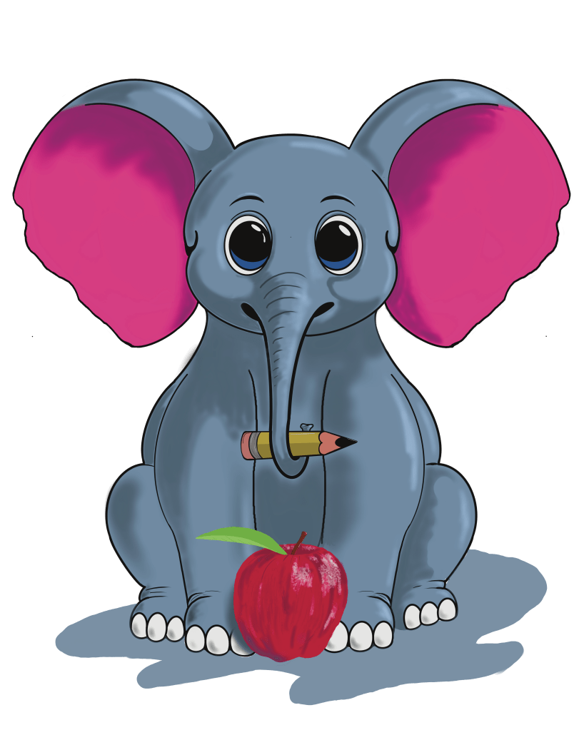 Back to School Elephant was a T-Shirt concept, designed for the little one headed back to school. Image has a transparent background.